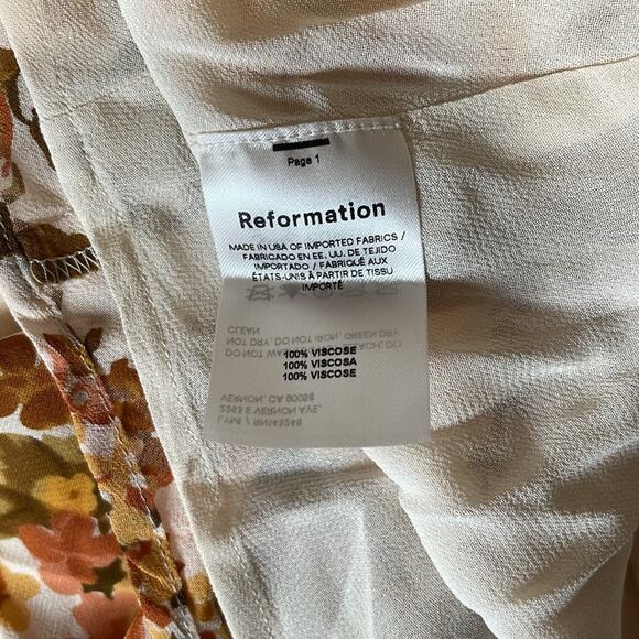 Reformation Senna Floral Ruched High Neck High Slit Bella Maxi Dress Size 18 - Picture 11 of 11